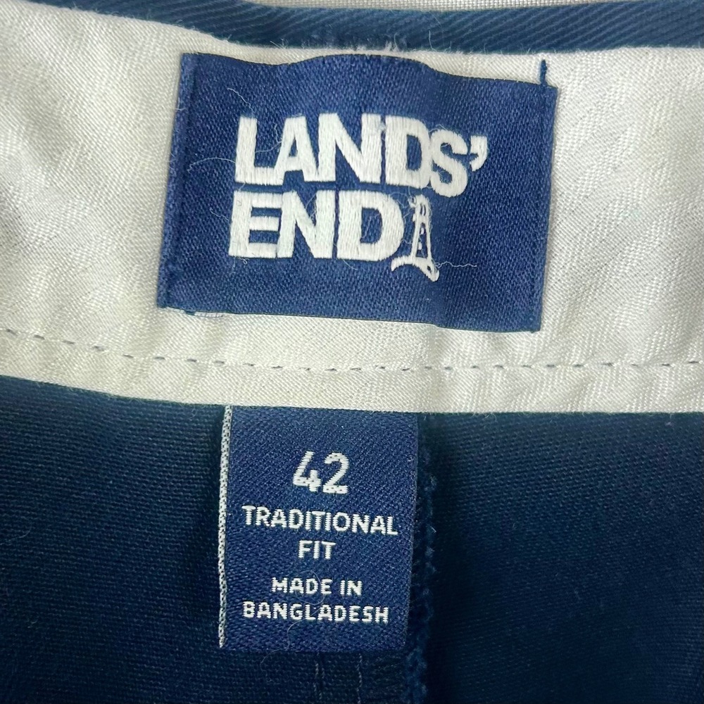 Lands End Mens 42 Traditional Fit Navy Blue Chino Pants 2 Bundle Flat Front - Picture 7 of 8